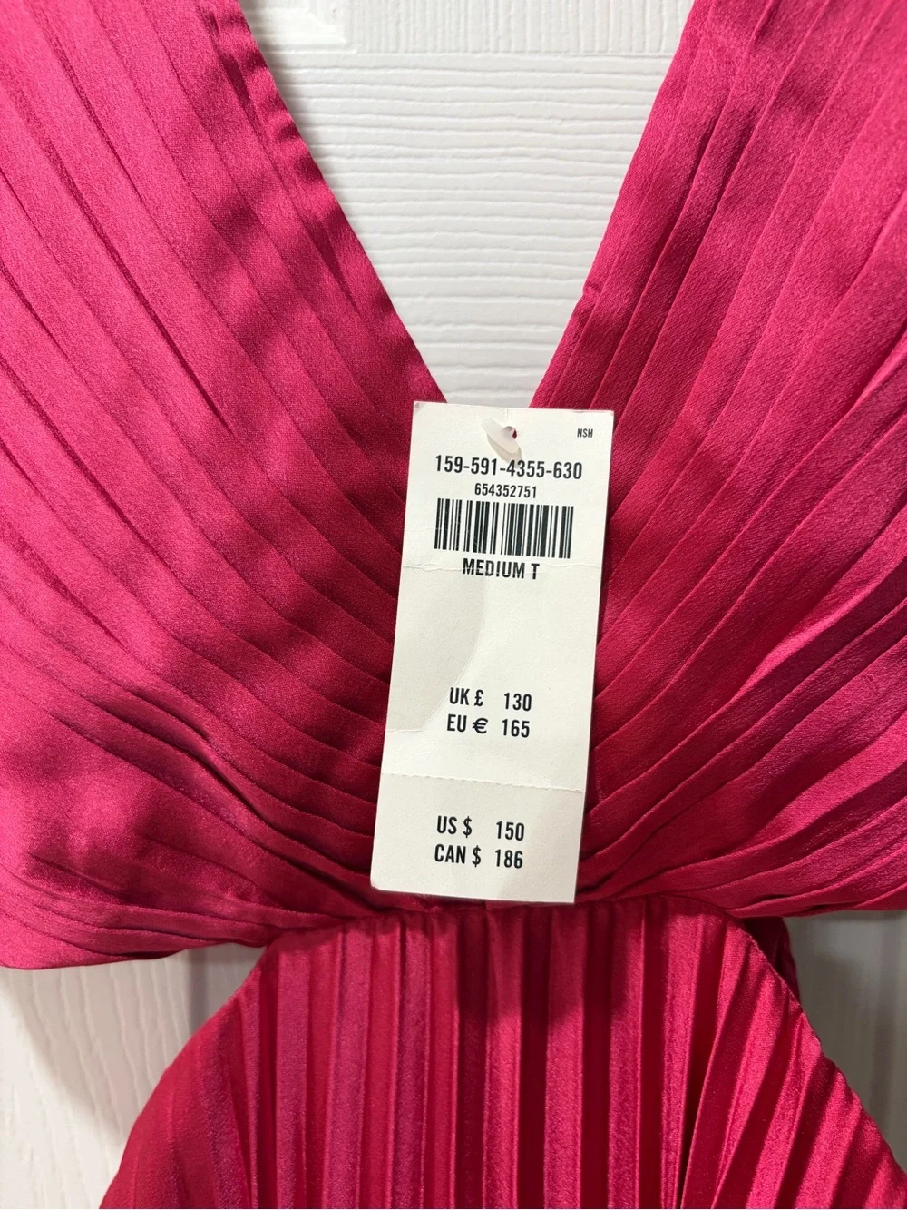 Abercrombie & Fitch Fuchsia Pleated V-Neck Cutout Maxi